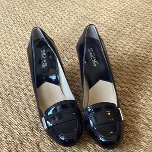 Michael Kors, black patent leather, loafer heels